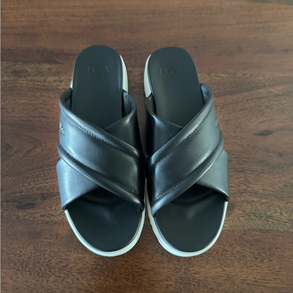 UGG Black Criss-Cross Slide Sandals - Picture 3 of 8